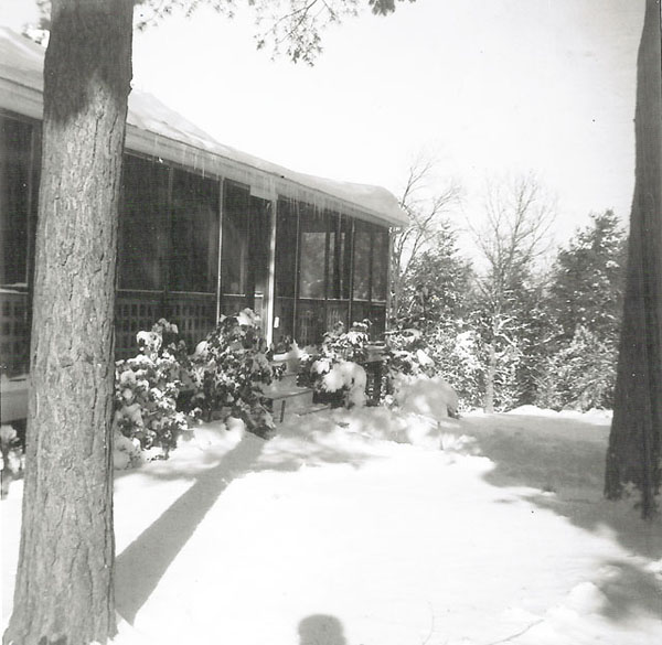 The front of the house on a snowy day in February 1966.